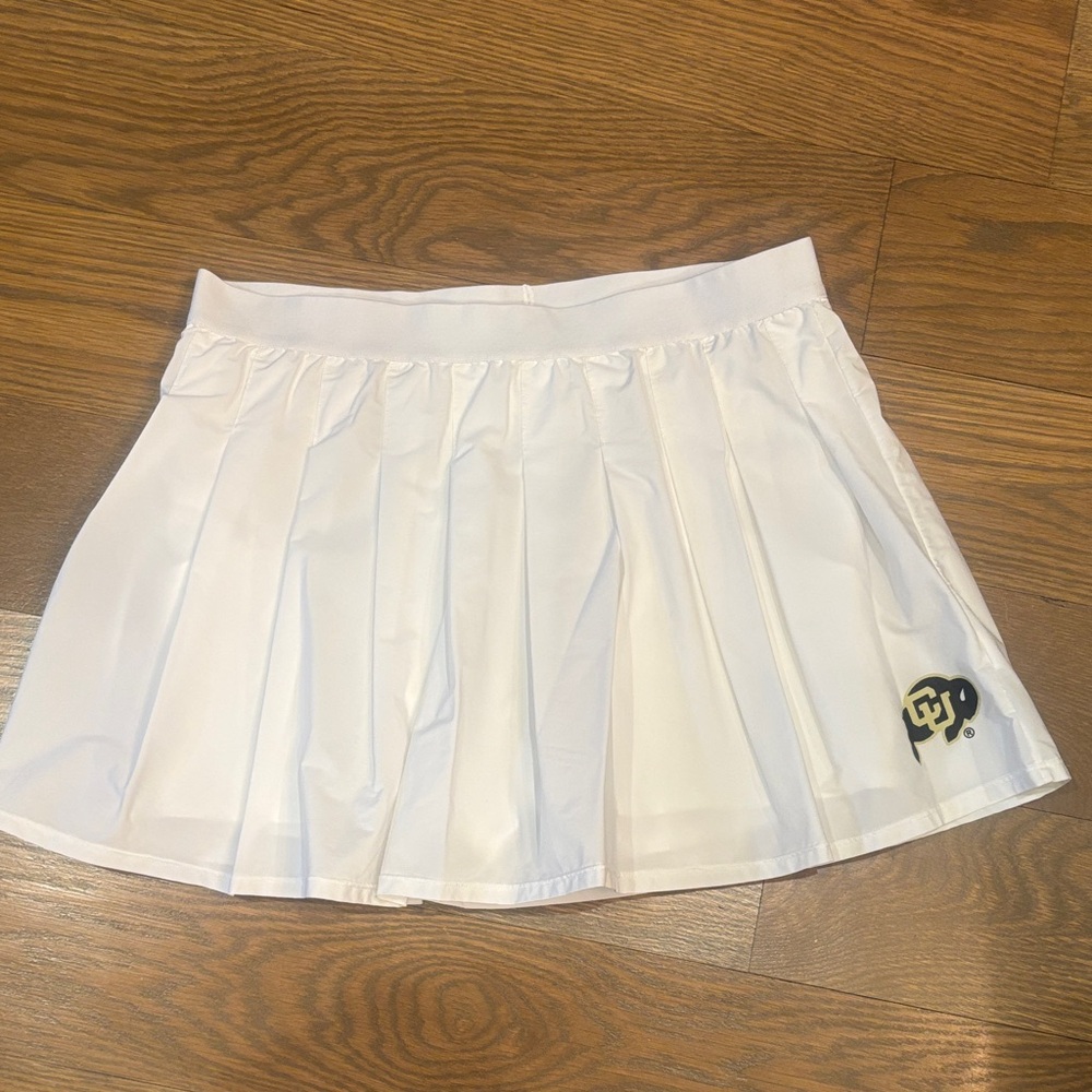 Hype & Vice CU Buffs White Pleated Large Tennis Skort